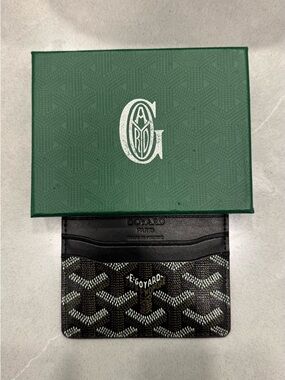 Goyard Black & White Goyardine Slim Card Holder